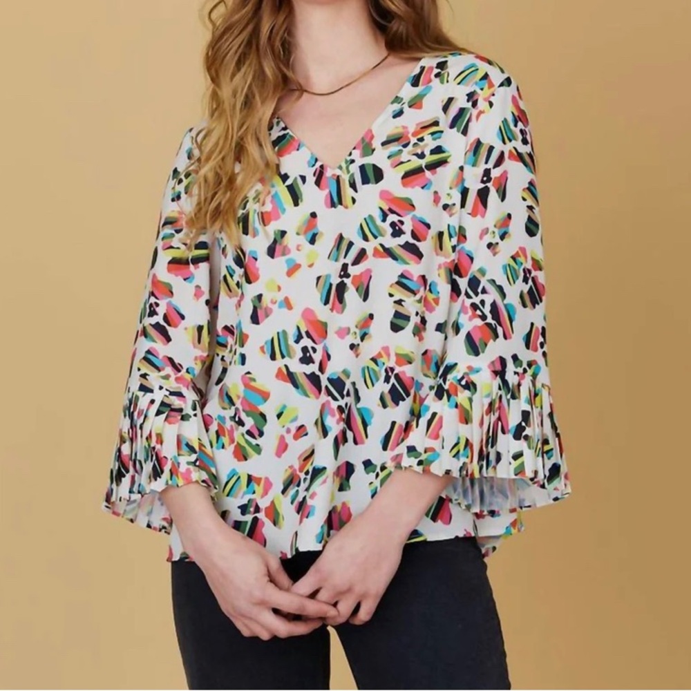 Crosby bell sleeve colorful blouse M